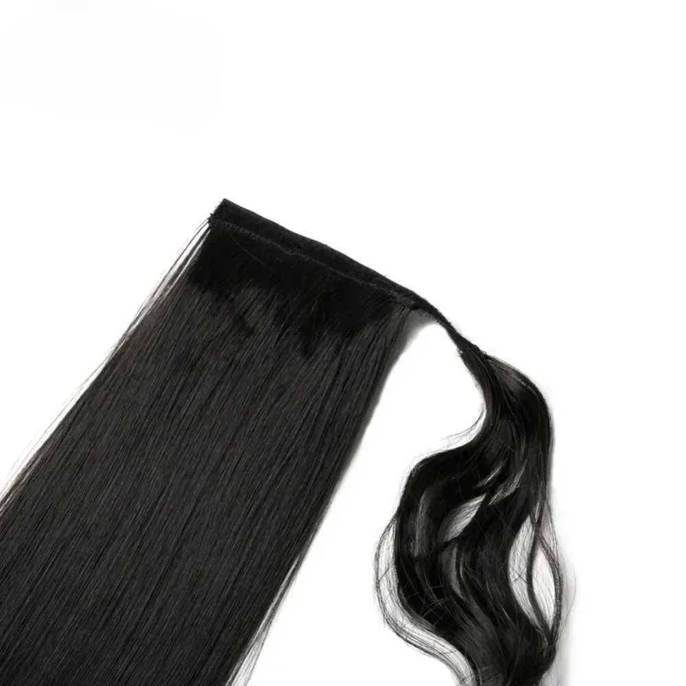 African wigclip in ponytail 22 inch female synthetic hair black brown gradient hair extended ponytail W240817