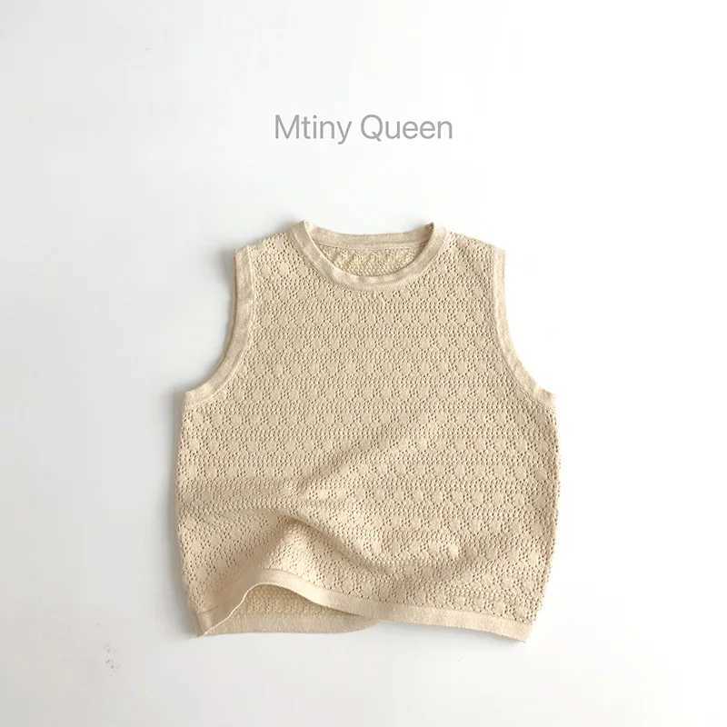 2024 Summer New Children Sleeveless Knitted Vest Baby Boy Girl Hollow Out Casual Sweater Coat Kids Toddler Soft Breathable TopsXJ240819