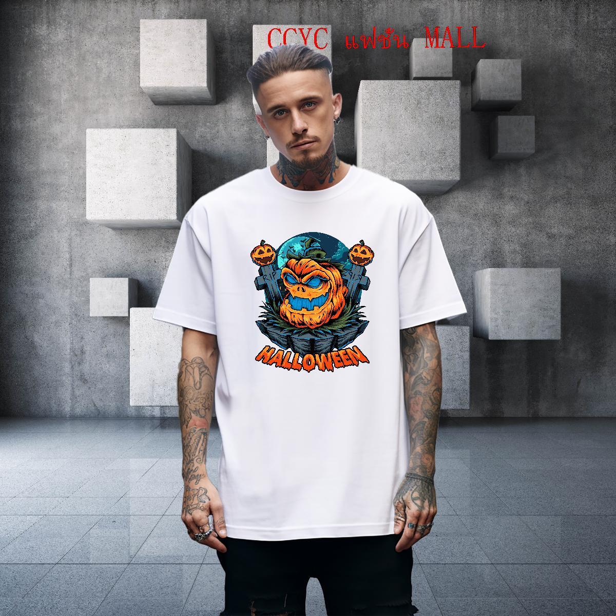 Fashion Design halloween Tshirt for Man Woman 230g Cotton T-Shirts for Men Oversized 4XL High Street Hip Hop O Neck Short Sleeves Loose Tops Shirt