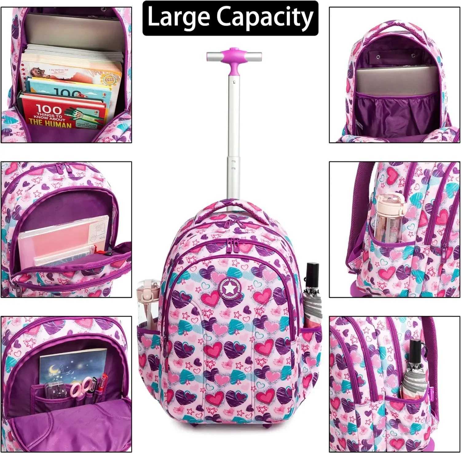 Childrens Wheeled Backpack Kids Trolley Bag on Wheels School Trolley Backpack for Boys Rolling Backpack with School Wheels Girl Y240820