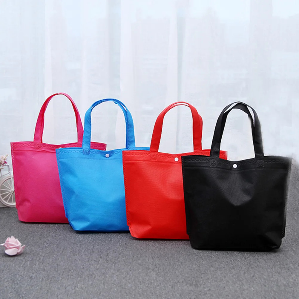 Arrival Quality Reusable Foldable Button Shopping Bag Durable NonWoven Tote Pouch Storage Handbag Grocery Eco Friendly Bags y240925