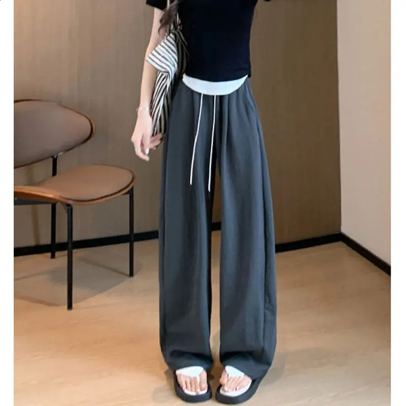 Womens Summer Style Fashion Simplicity Solid Color Thin High Waist Wide Leg Pants Women Clothes Casual All-match Trousers Z260314