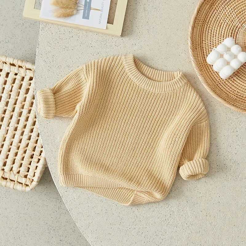 Newborn Baby Girl Boy Knitted Long Sleeve Autumn Winter Sweater Solid Loose Pullover Casual Tops Kids Clothes 3M-5YXJ240819