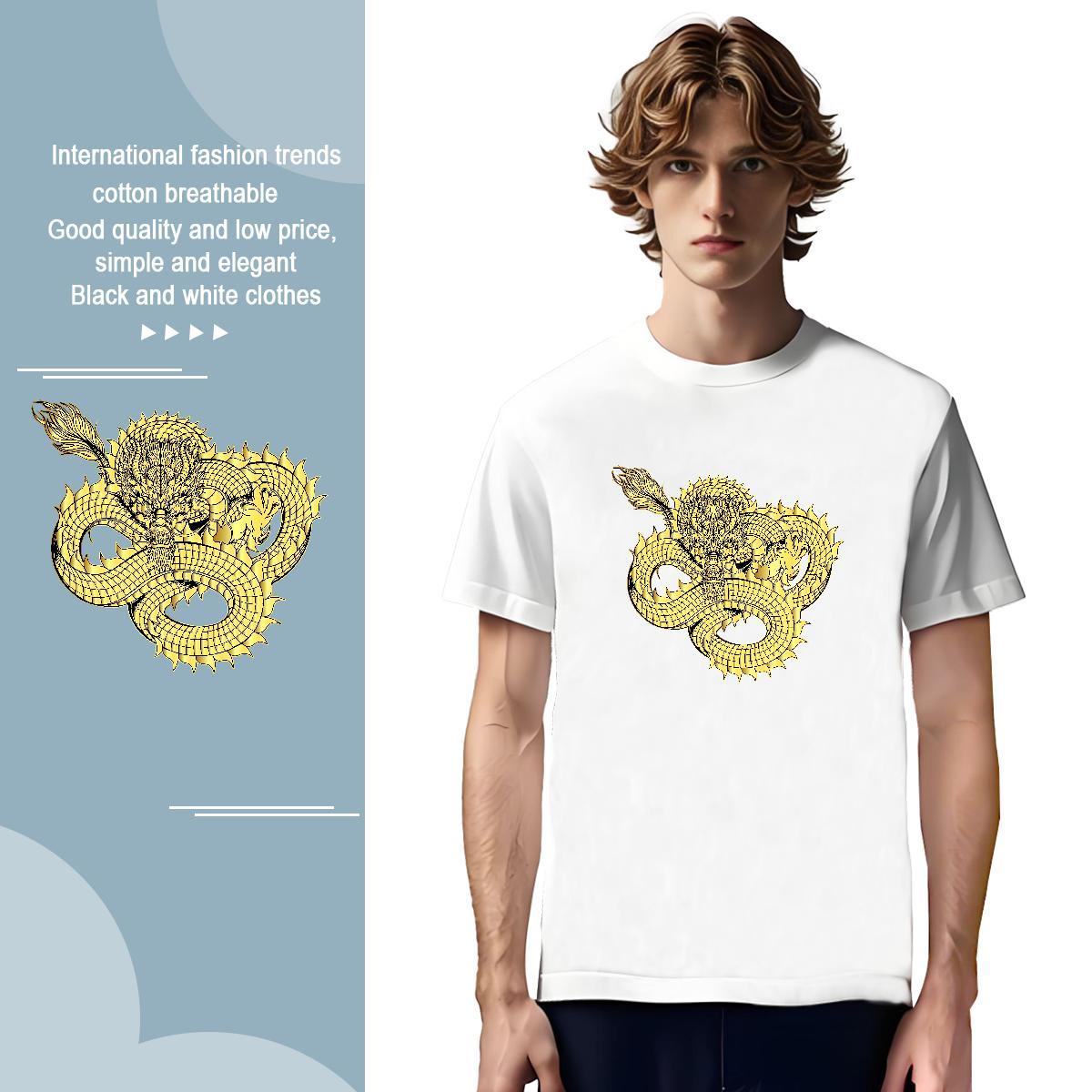 Men T Shirts 230g Cotton dragon Beach Short Sleeve O-Neck Oversized Men Tshirts Free Shipping Cool Design Tops Shirt