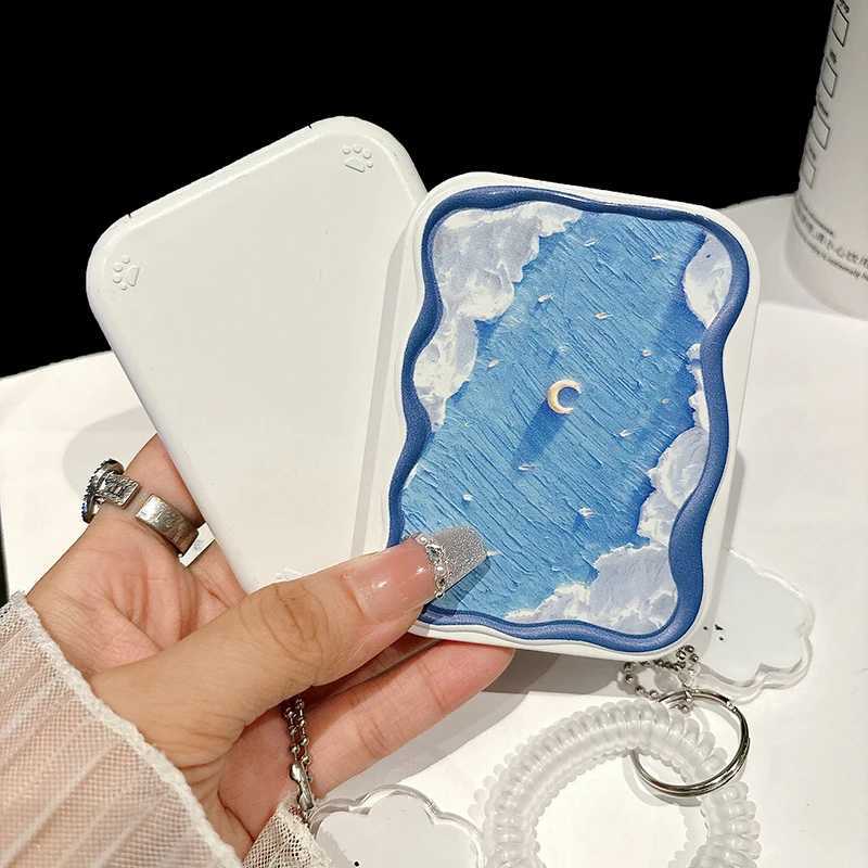 New Starry Sky Portable Folding Small Mirror Set Cosmetic Mirror For Class Pocket Mirror And Comb All-In-One Girls Gift Y240819