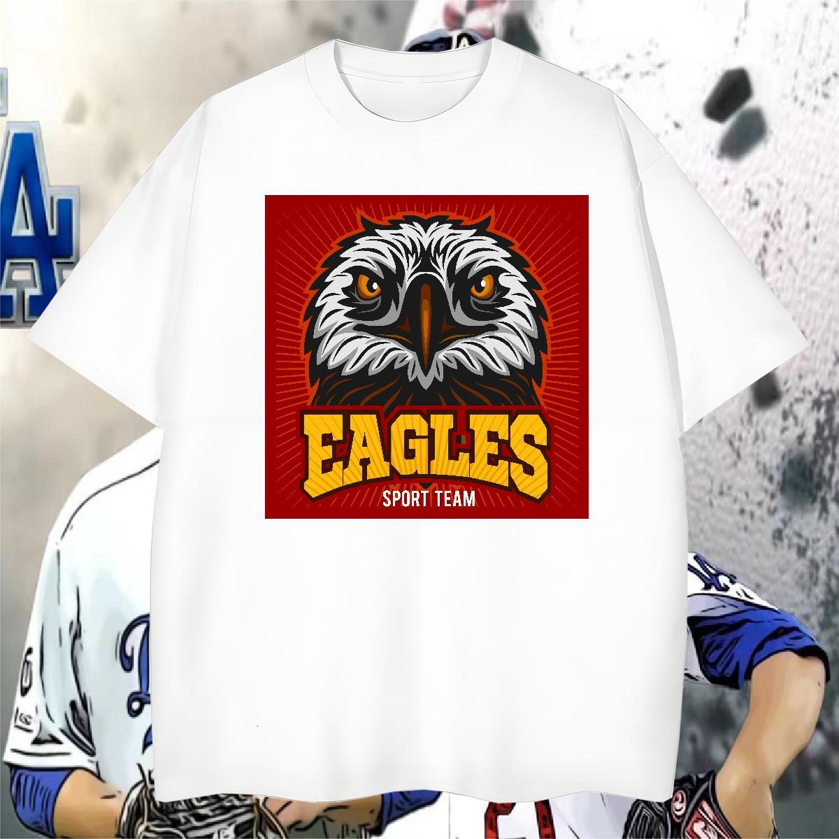 Free Shipping Couples T Shirts eagle Casual Daily Wear 230g Cotton Tops Shirt Breathable Short Sleeve Soft T shirt Customized Print