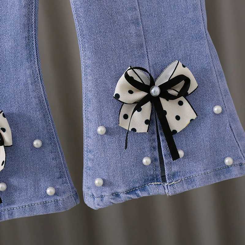 Baby girl clothing toddler girl floral bow jeansW24081913