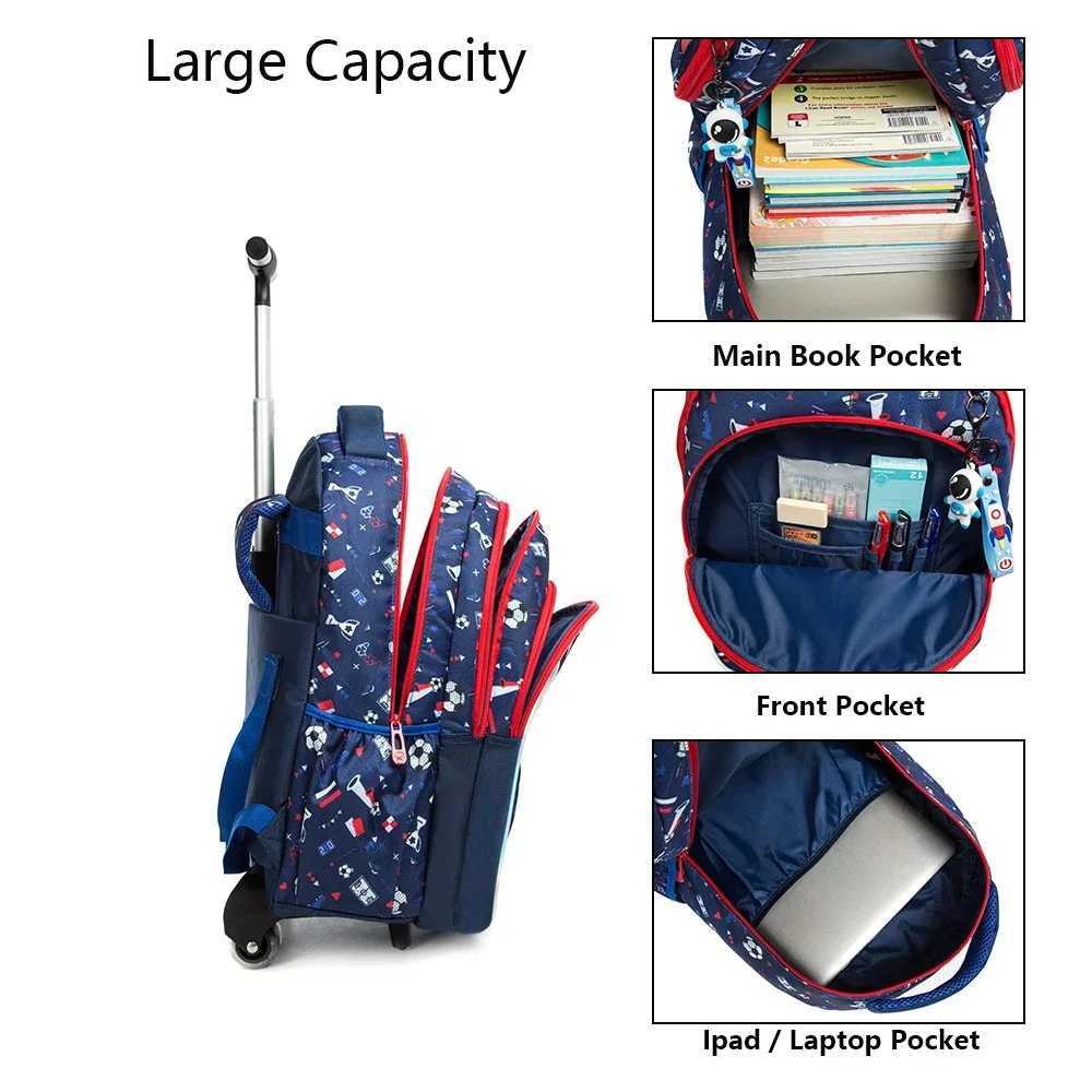 Kids School Bags Children Rolling Backpack Kids Trolley Bag Boy School Backpack Wheeled Bag Children Trolley Backpack Wheels Y240820