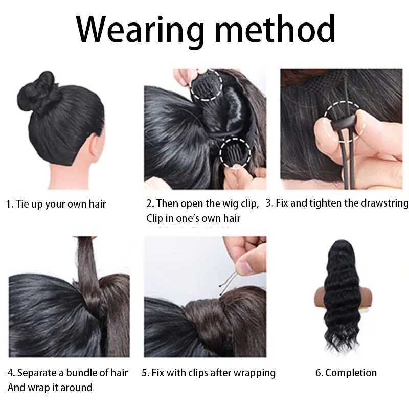 Synthetic shaver ponytail long curly hair big wavy hair high ponytail naturally fluffy W240817