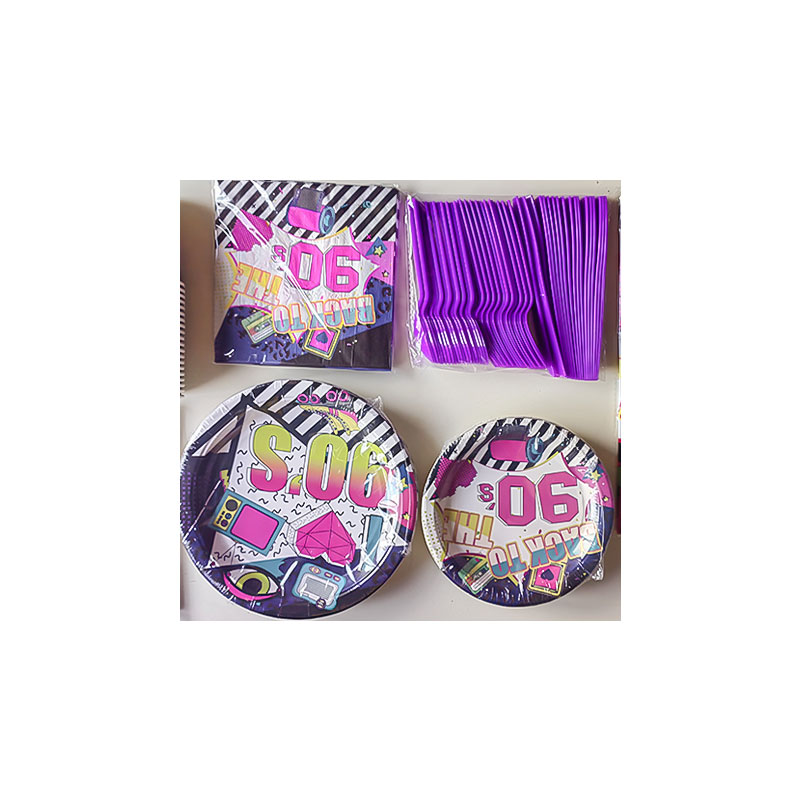 90S theme party disposable tableware set for birthday party supplies
