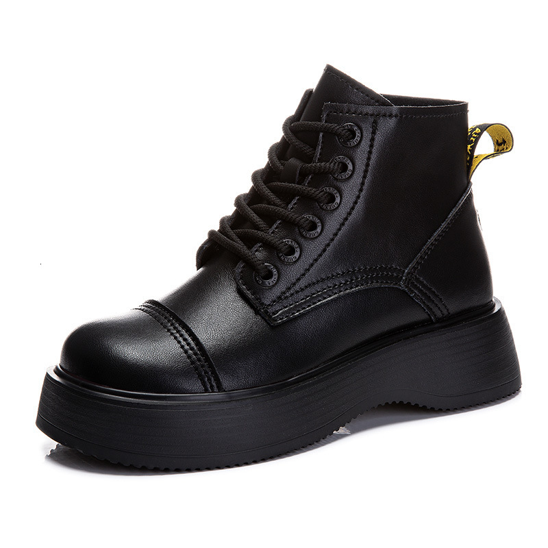 Ddmysports Foam Genuine Leather Martin For Women In Autumn And Winter New Thick Soled Versatile Casual Slim Boots Plush S OUTDOOR