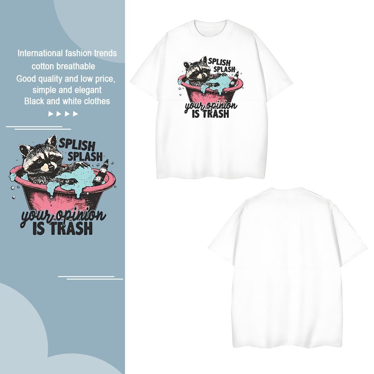 Loose T shirt animals Short Sleeve O-Neck Daily Outfit Oversized 4XL 230g Cotton Men Tops Tees Free Shipping Wear