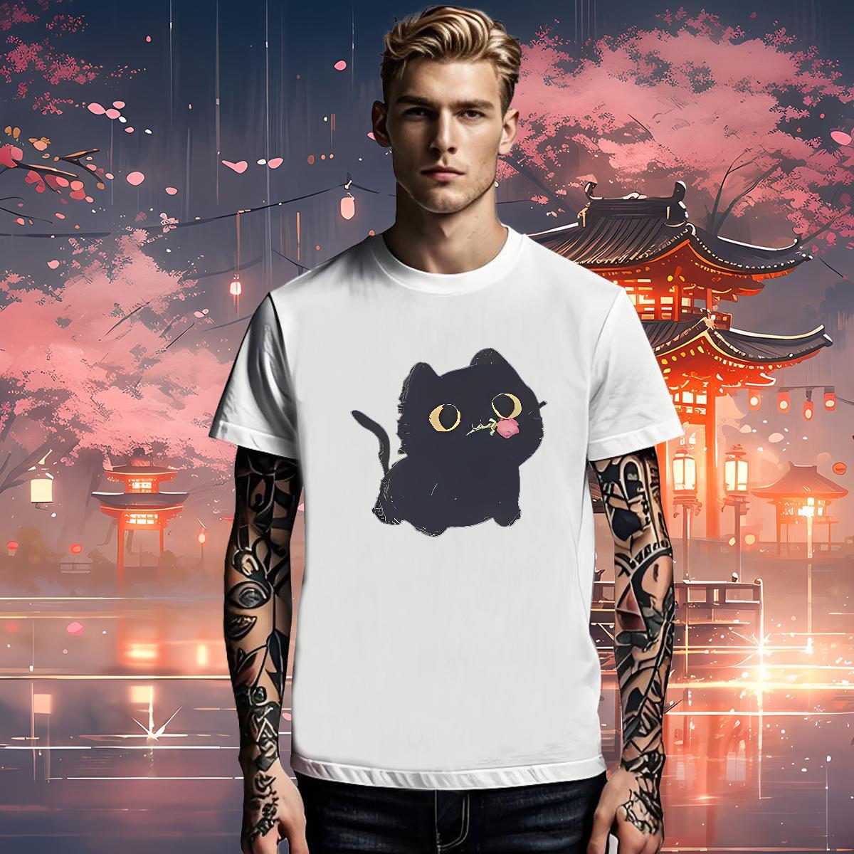 2024 Designer Men Tshirts cat Street 230g Pure Cotton Clothes Crew Neck Cool Design Man T Shirts Skull