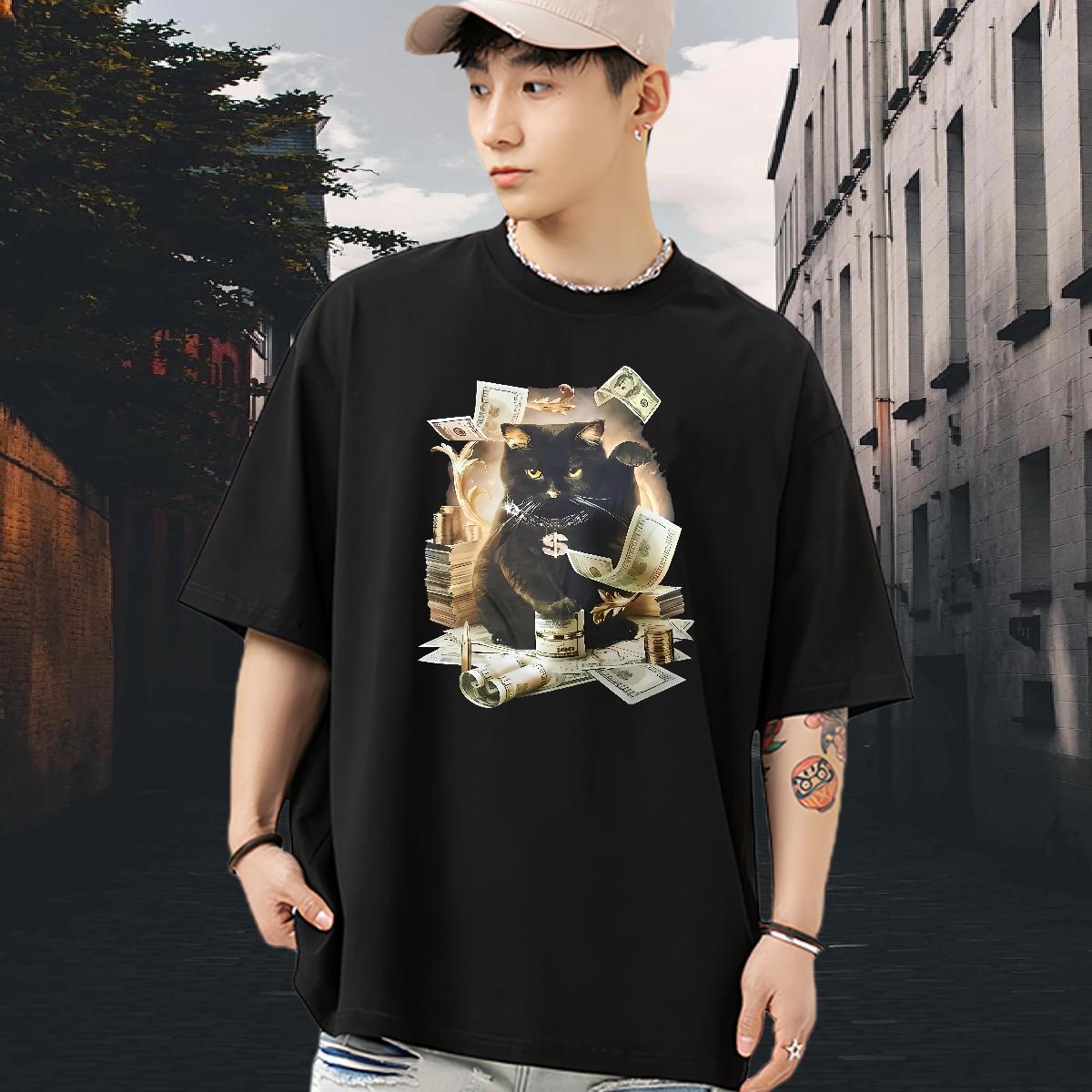 Factory Direct Men Clothes T-Shirt dollars Street Wear 230g Cotton Tops Shirt Short Sleeve O-Neck Wholesale T-Shirts for Men Custom Print Plus Size