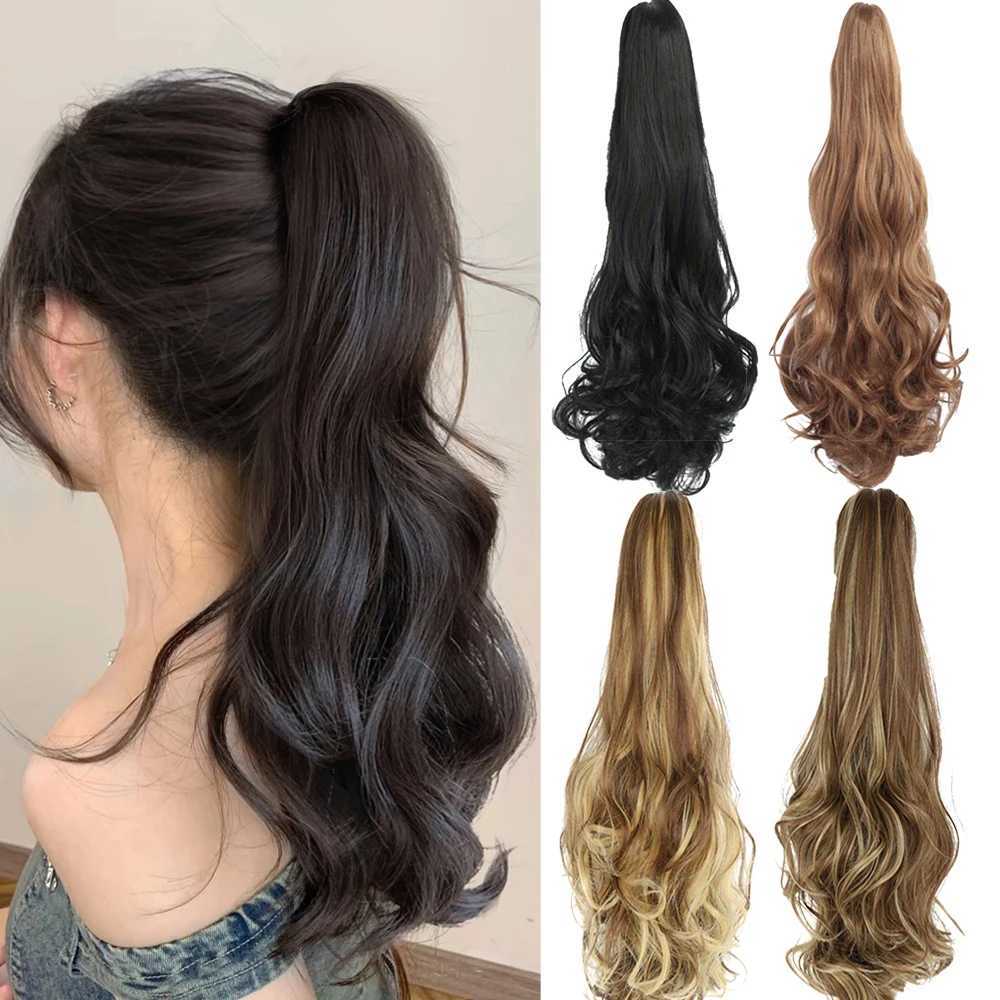 45CM synthetic long curly hair claw clip ponytail hair extension fake hair fluffy hair can be woven W240817