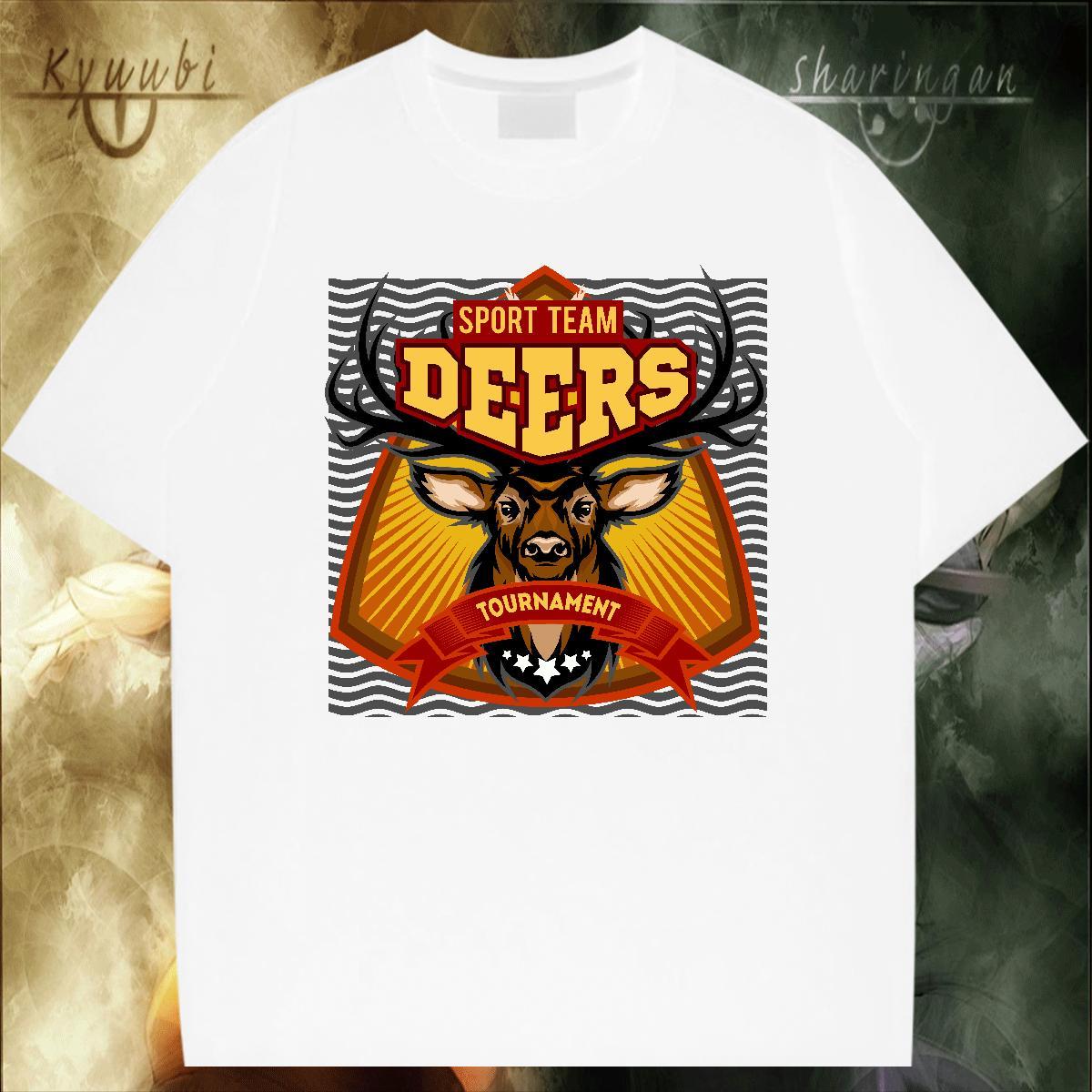 Free Shipping deer T-Shirts for Men Sport Men Tops Tees 230g Cotton New Arrival Breathable Short Sleeve Black White Tee Shirt