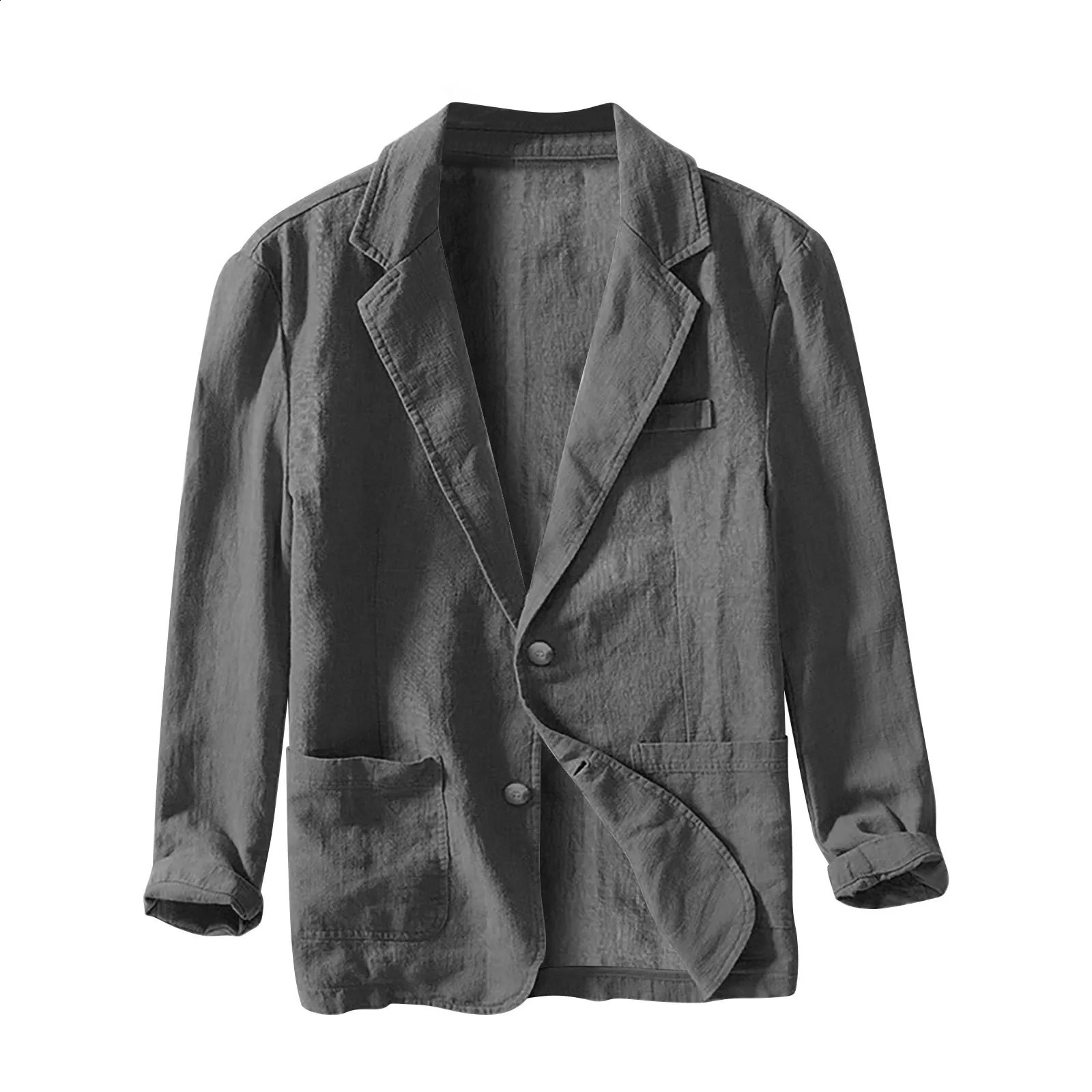 Cotton and linen mens sportswear casual business suit jacket single chest solid color spring summer clothing vest 240819