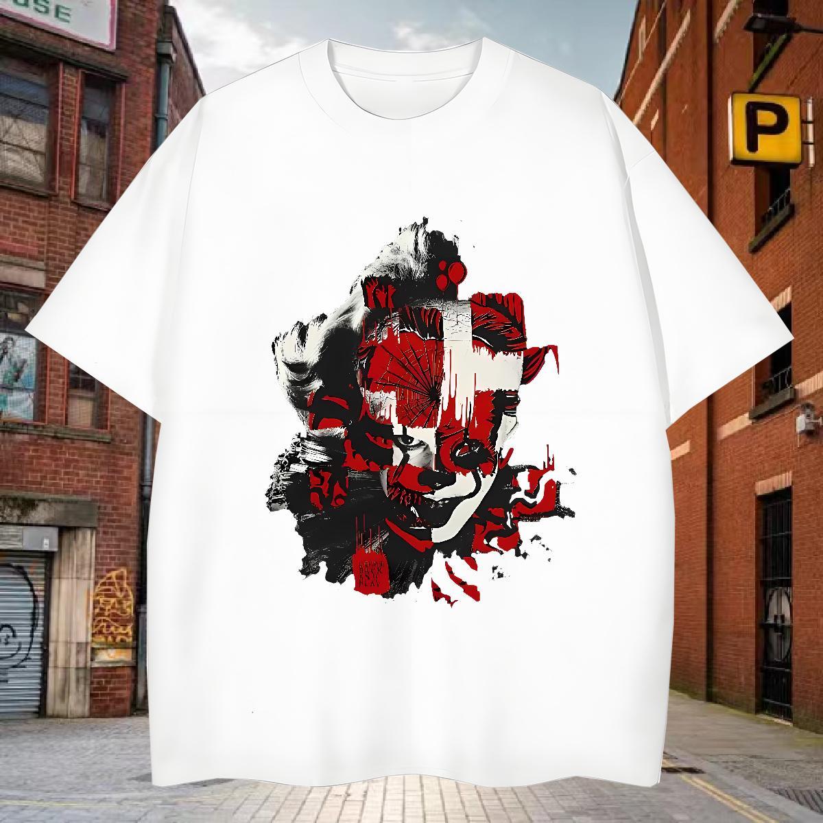 T shirt 230g 100% Cotton scary Hip Hop Street Breathable Short Sleeve Plus Size Custom Men Tees 2024 DIY Designer Tops Shirt