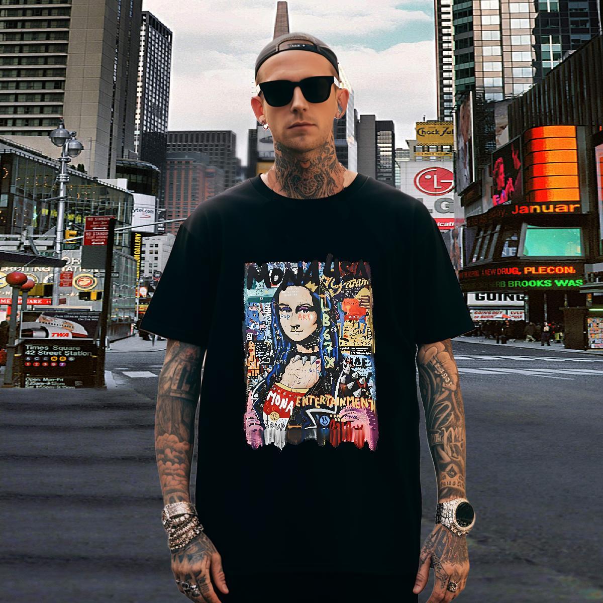 Men T Shirts 230g Cotton Mona Lisa Sport Breathable Short Sleeve Anime Men Tops Tees 2024 Comfortable Clothes
