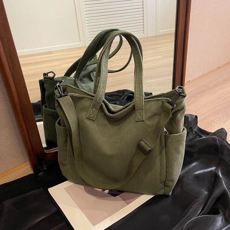 Womens Corduroy handbag large capacity handbag womens handbag 240819