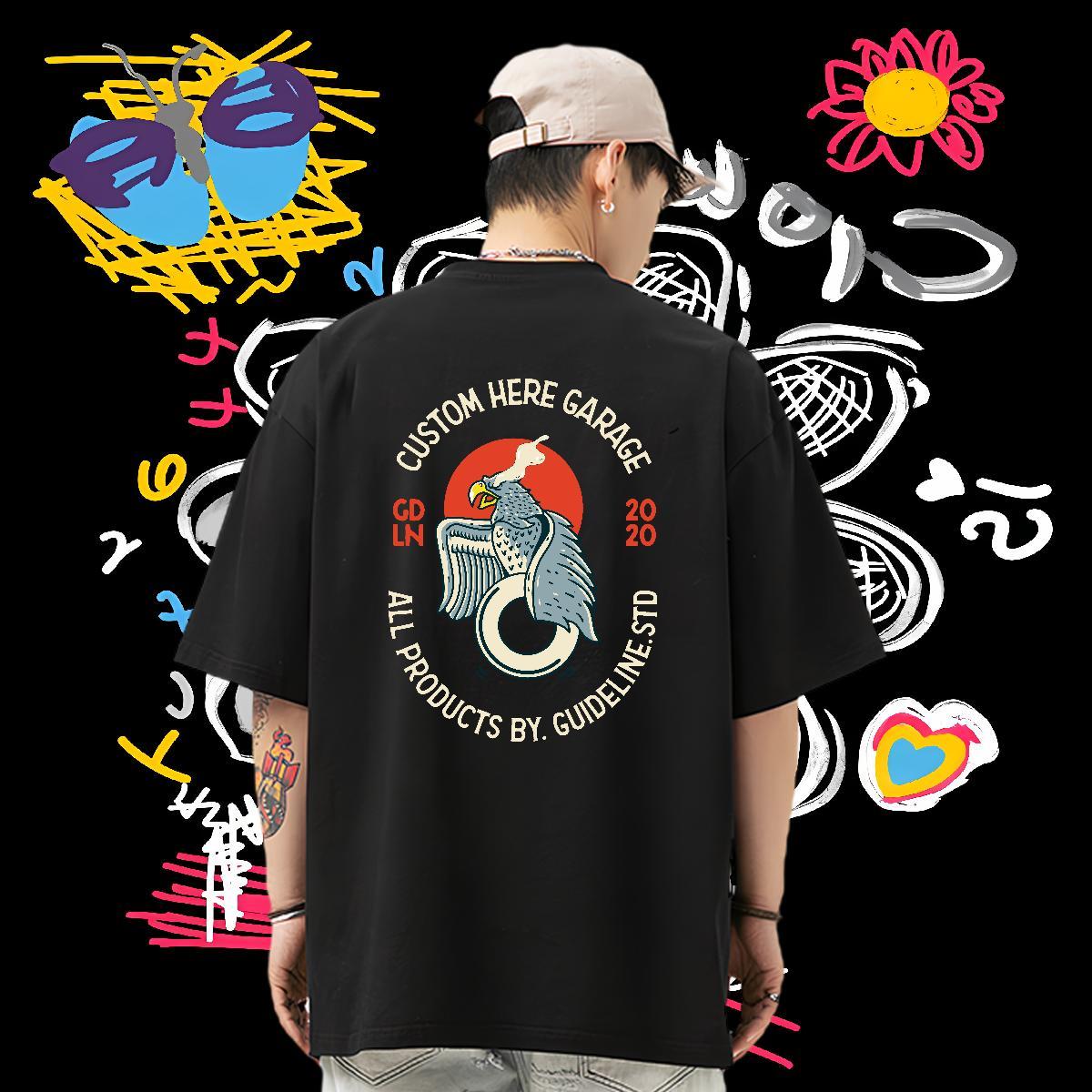 Designer Mens Tshirts cool Outdoor 230g Pure Cotton Tops Crew Neck Breathable Classic Men T Shirts DIY Logo Oversized