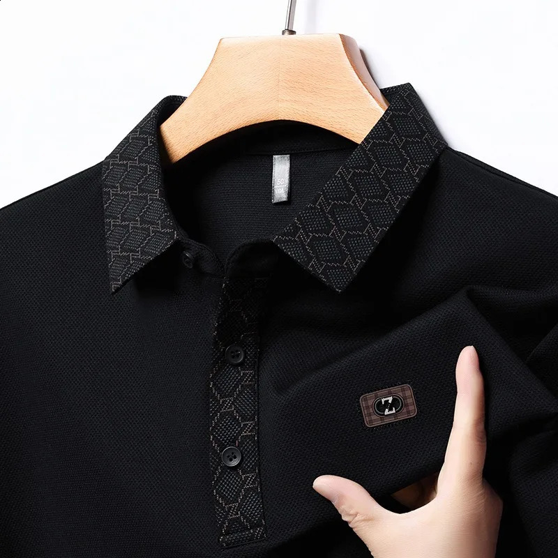 4 Colors Spring Mens Long Sleeved POLO Shirt Middle Youth Fashion Casual Polo Collar Long T-shirt Bottom Top 240820