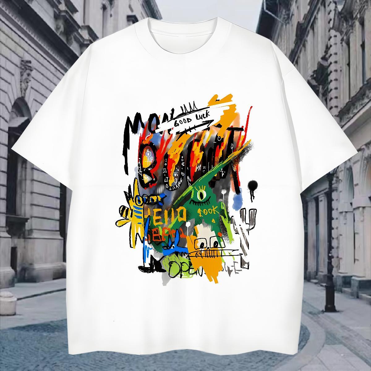 T Shirt For Man 230g Cotton cartoon Sport O Neck Short Sleeves Custom Cartoon Men Tshirts Stylist Brand Wear