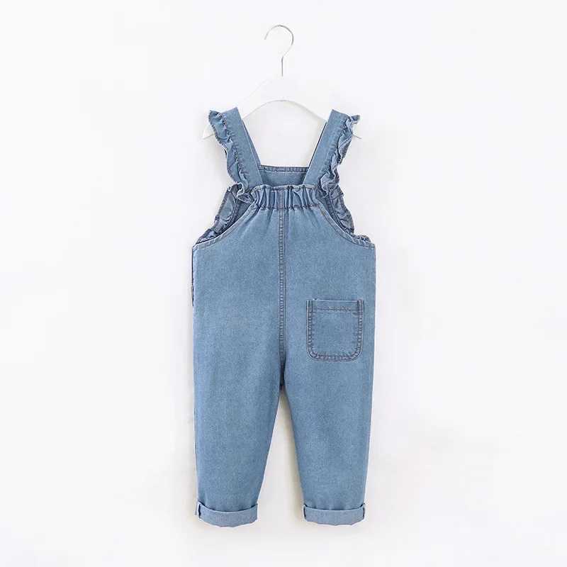 Childrens denim jacket Dungarees 2-6Y solid color girls jeans pants childrens jumpsuit W240806