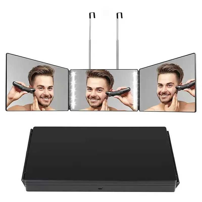 Makeup Mirror Trifold Foldable 360 Degree Bathroom Rear View Height Adjustable Cutting Styling Shaving Cosmetic Haircut Tools Y240819