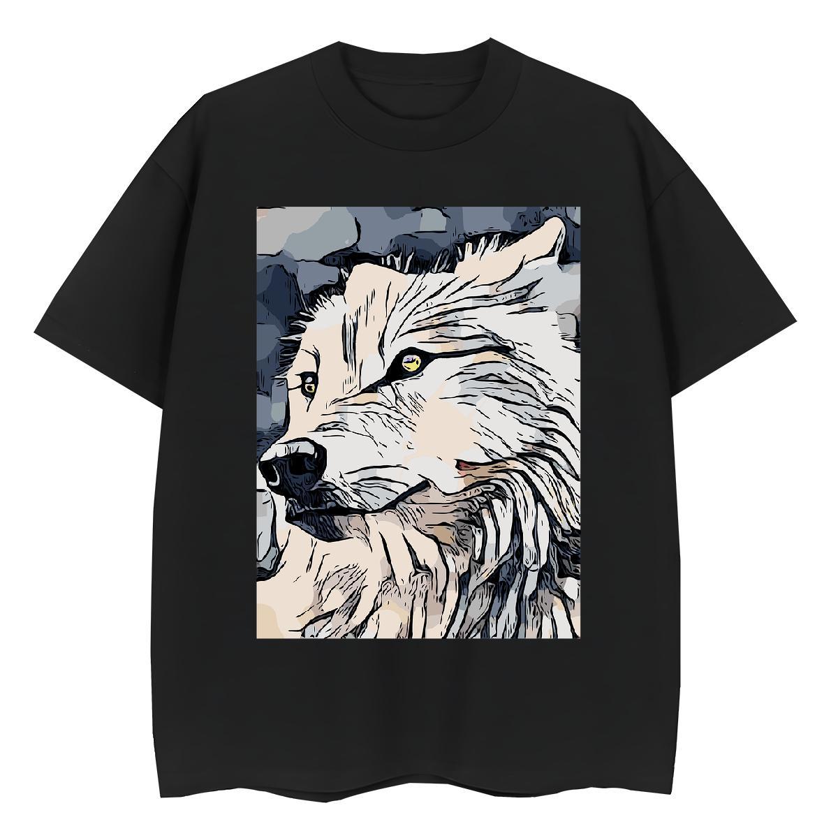 2024 Designer Couples T Shirts Sports Casual Crew Neck Tees Shirts Brand 230g Cotton wolf Cartoon Printing L-4XL Womens T Shirts