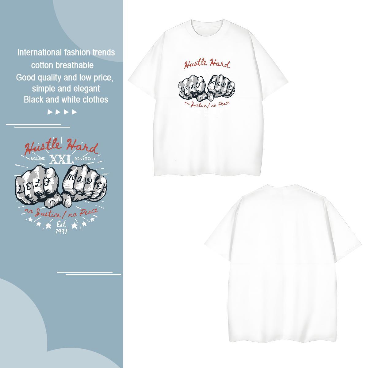 Man T Shirts 230g Cotton hand- Beach Breathable Short Sleeve Oversized 4XL Tshirt for Man Woman 2024 Loose Tshirts