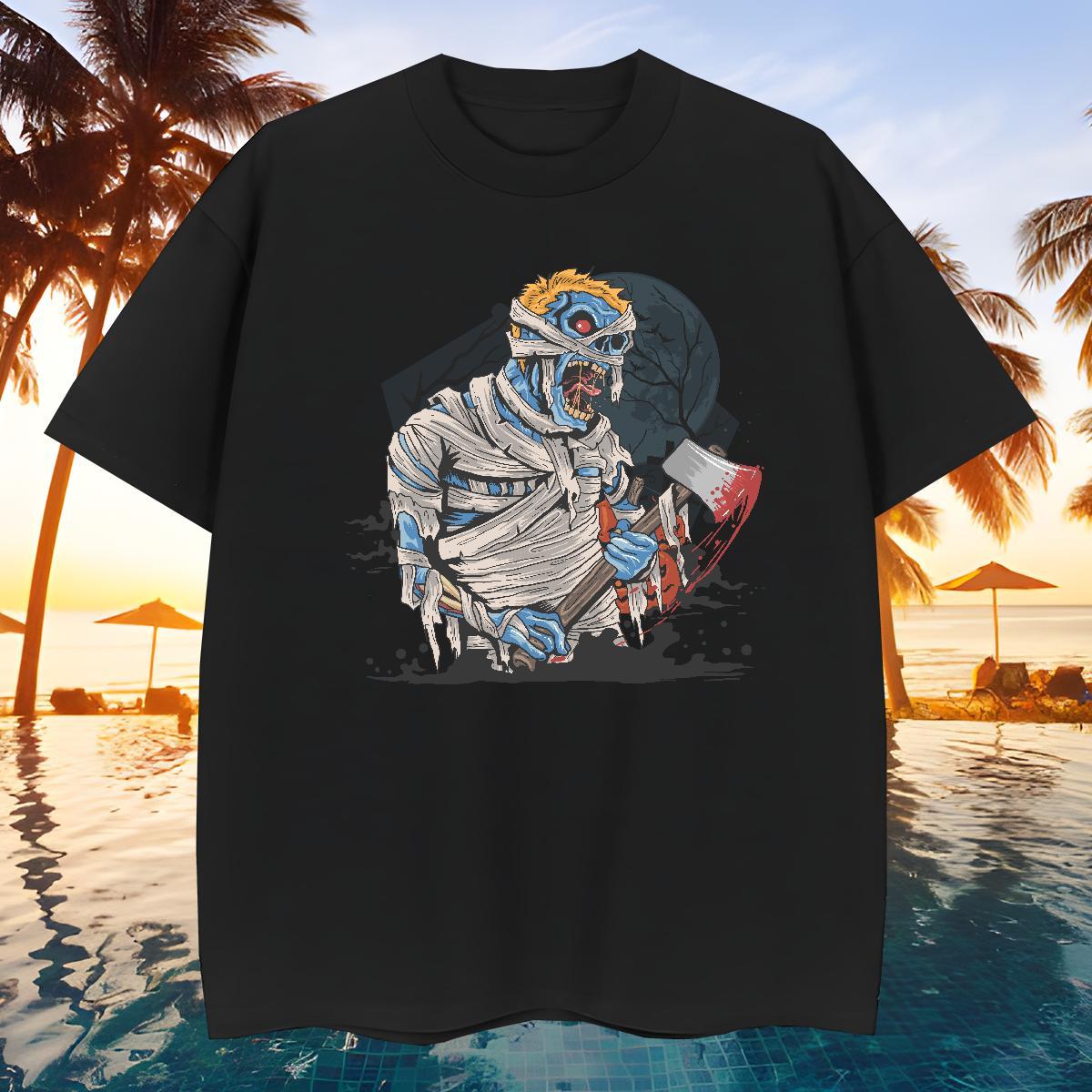 Classic Mens T Shirts zombie O Neck Short Sleeves Street Wear Floral Print 100% Cotton 230g Men Clothes T-Shirt Free Shipping Tops