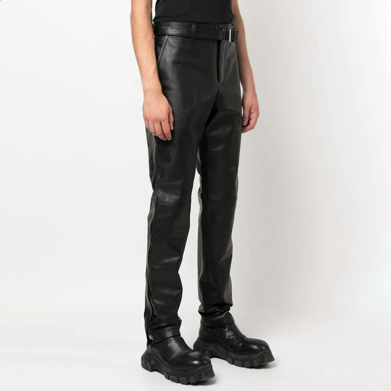 Mens Fashion Black Leather Pants SpringSummer Product UK Customized Sheepskin 240819