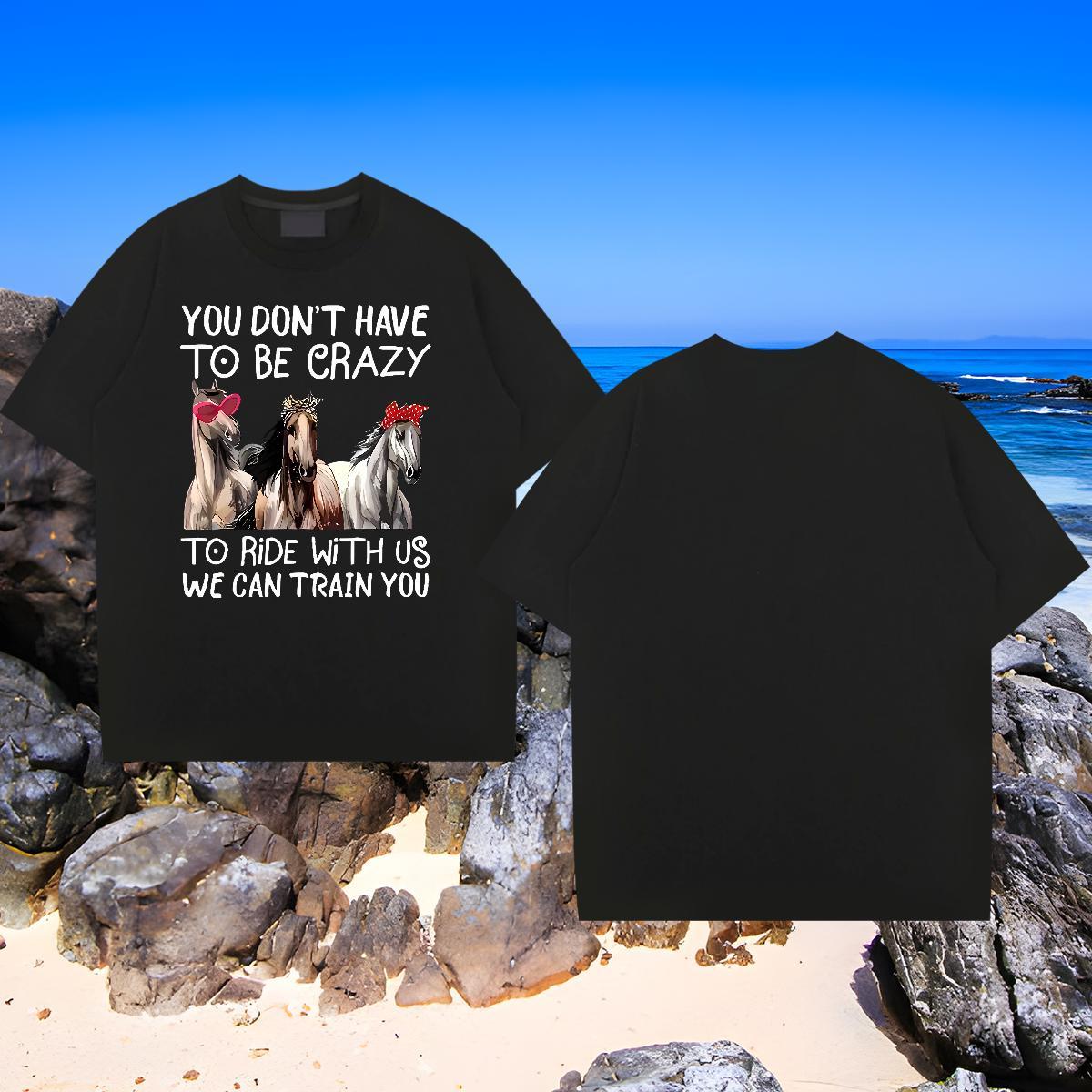Popular T Shirts Men horse Short Sleeve Soft Casual Beach DIY Printed 100% Cotton 230g Couples T Shirts Fashion Designer Tshirts