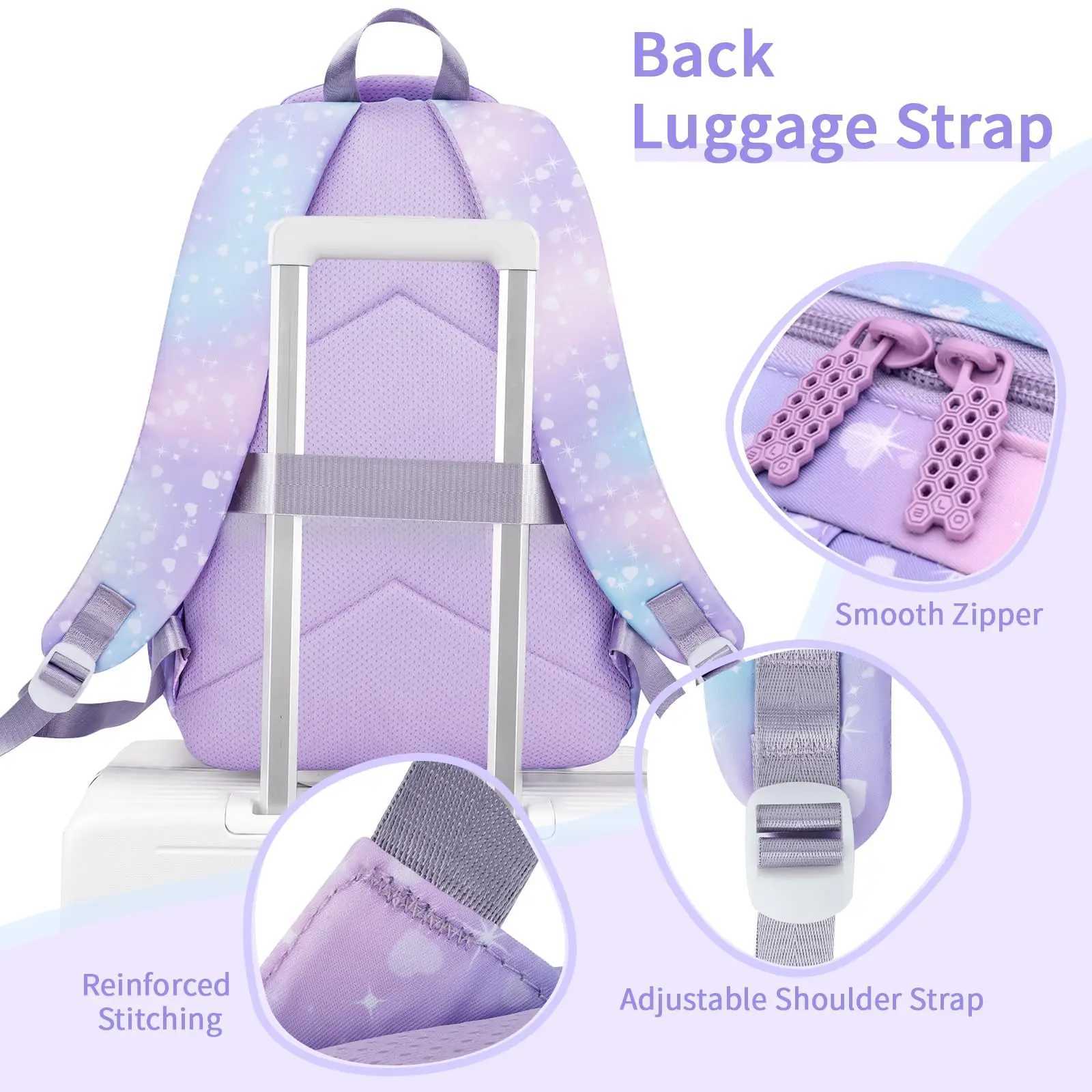 School Backpack Girls 3 Pieces with Lunch Bag Pencil Case 22 Litre Breathable School Bag Teenager Girls for 3-9 Grades Backpack Y240820