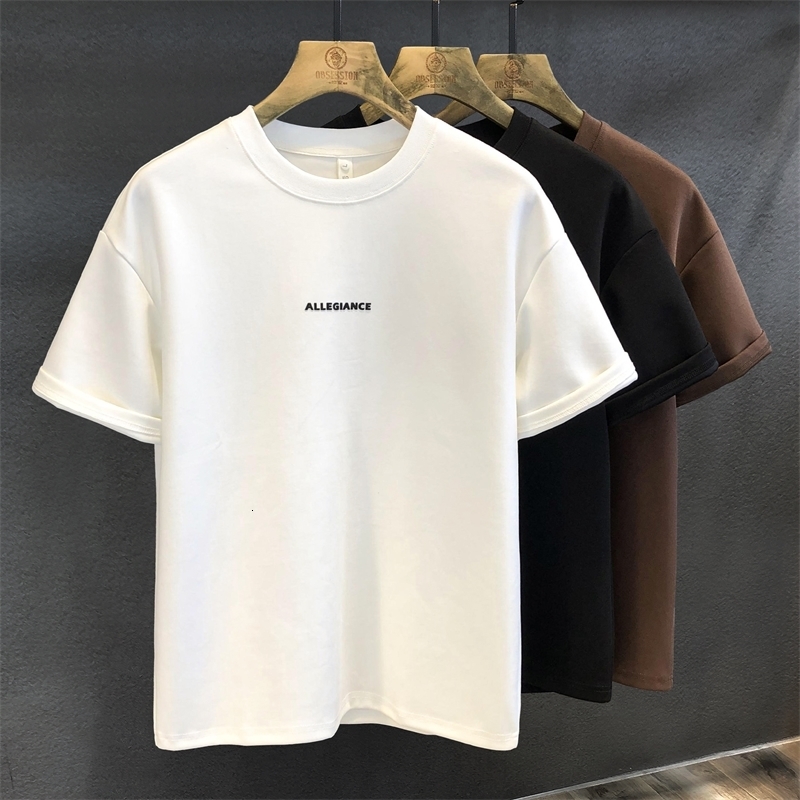 Summer Minimalist with 3 Heavy Undershirt Mens Shortsleeved Tshirt American Retro Halfsleeved 240819