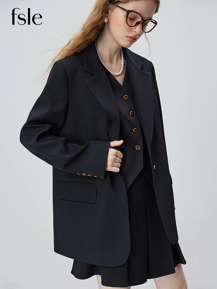 FSLE Simple Style Temperment Casual Suits Outer Set for Female Autumn Sense All match Loose Womens 240819
