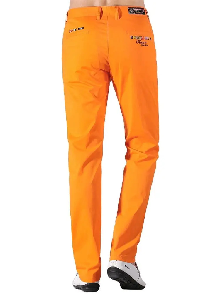 SpringSummer Mens Orange Pants Full Casual Fashion Straight Stretch Embroidered Trouser Business Large Size 2838 240819