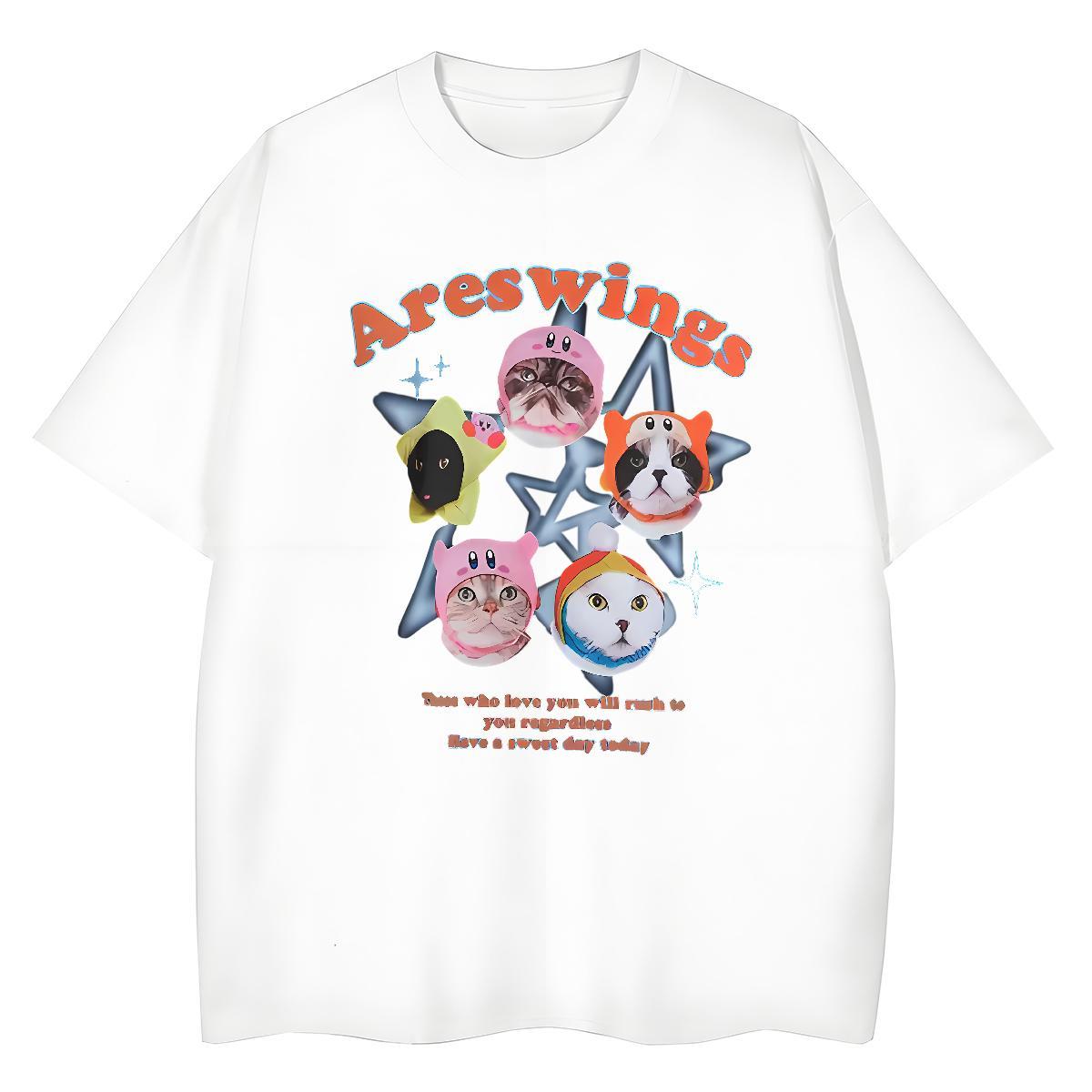 Fashion New Tshirts cat Daily Wear 100% Cotton 230g Polos Breathable Short Sleeve Free Shipping Man T Shirts DIY