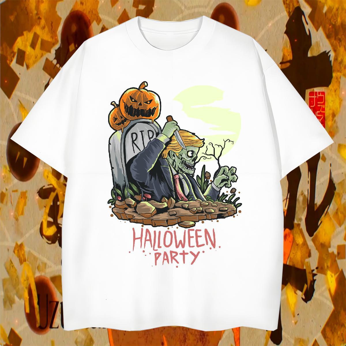 Customized halloween Men Tees 100% Cotton 230g T-Shirts Anime Hip Hop Street Breathable Short Sleeve Classic Tshirts