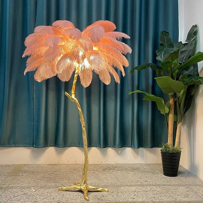 Feather Floor Lamp Nordic Ostrich Feather Lamp Reading Lamp For Modern Living Room Decoration Led Lamp For Decoration Bedroom Y240820