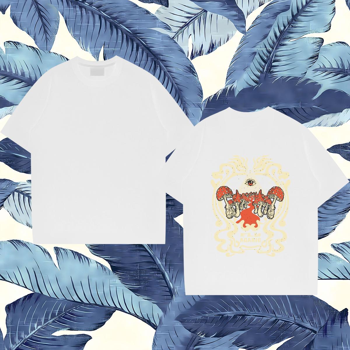 Customized Couples T Shirts mushroom Spring Summer 100% Cotton 230g Tee Shirt O-Neck Short Sleeve Cool Men T Shirts DIY Anime