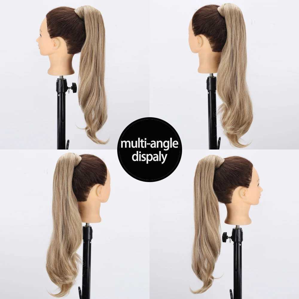 Synthetic ponytail hair extension long curls wrapped around the ponytail black blonde ponytail wig suitable for womens daily wear W240817