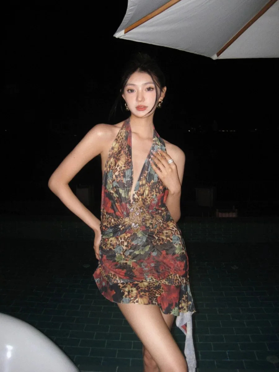 Jaded London sexy halter dress with skirt and beaded halter 240813