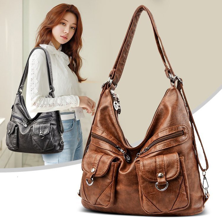 Backpack New Middle aged Crossbody Women's Soft Leather Shoulder Simple Cross Straddle Bag
