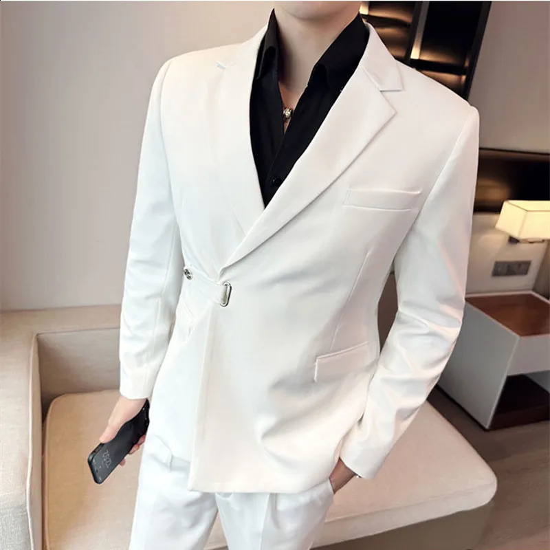 Fall British Style Mens Jacket Single Chest Casual Set Wedding Business Dress Social Banquet Evening Costume 4XL 240819