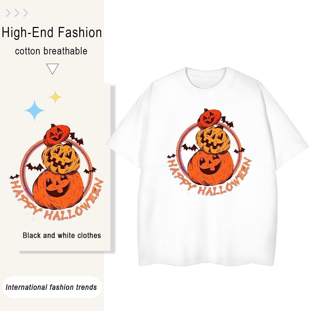 2024 DIY Tshirts halloween Sports Casual 230g Cotton Tops Tees Breathable Short Sleeve Classic Men T Shirts Custom Printing