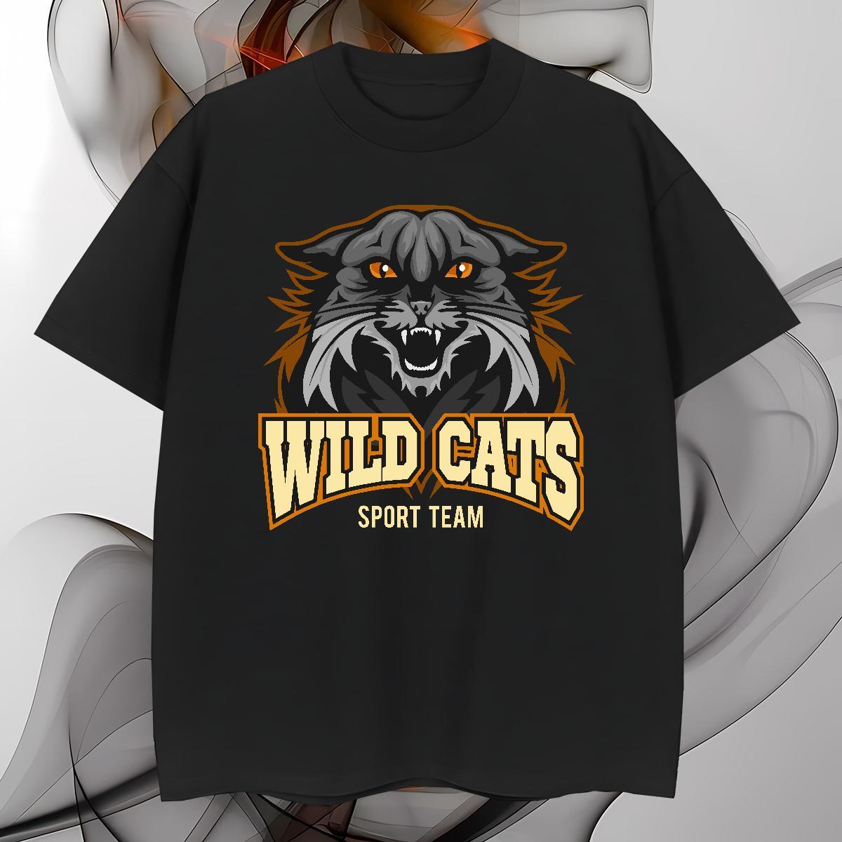 Loose T-Shirts wild cat Round Neck Short Sleeve Street DIY 230g Cotton Tshirt for Man Woman Custom Clothes