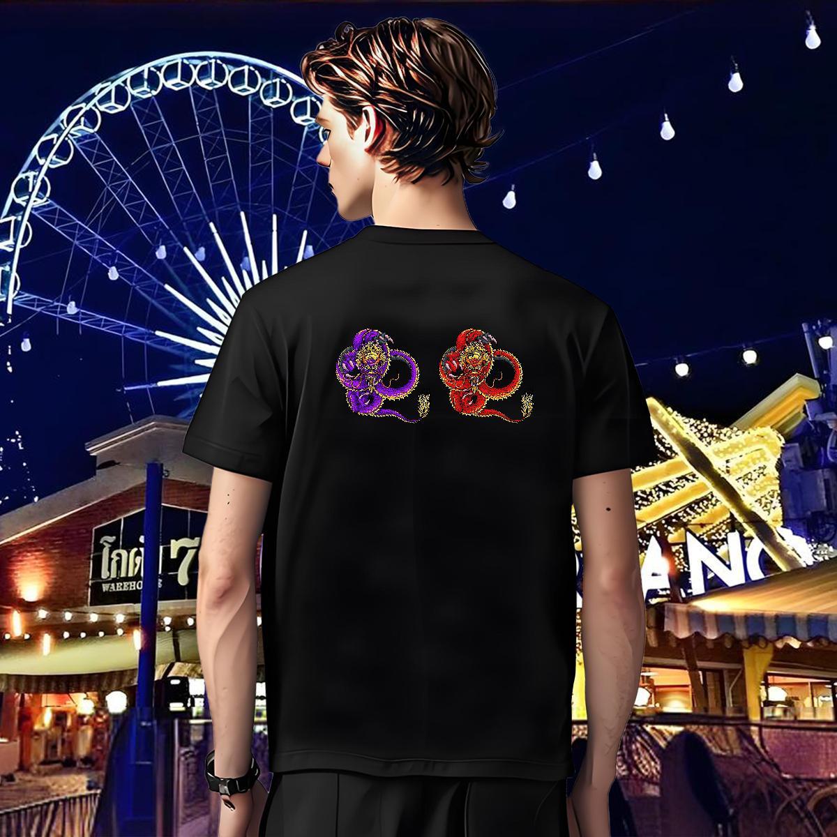 T Shirts Men 100% Cotton 230g fierce High Street Hip Hop Short Sleeve Soft Floral Print Couples T Shirts 2024 New Classic Wear