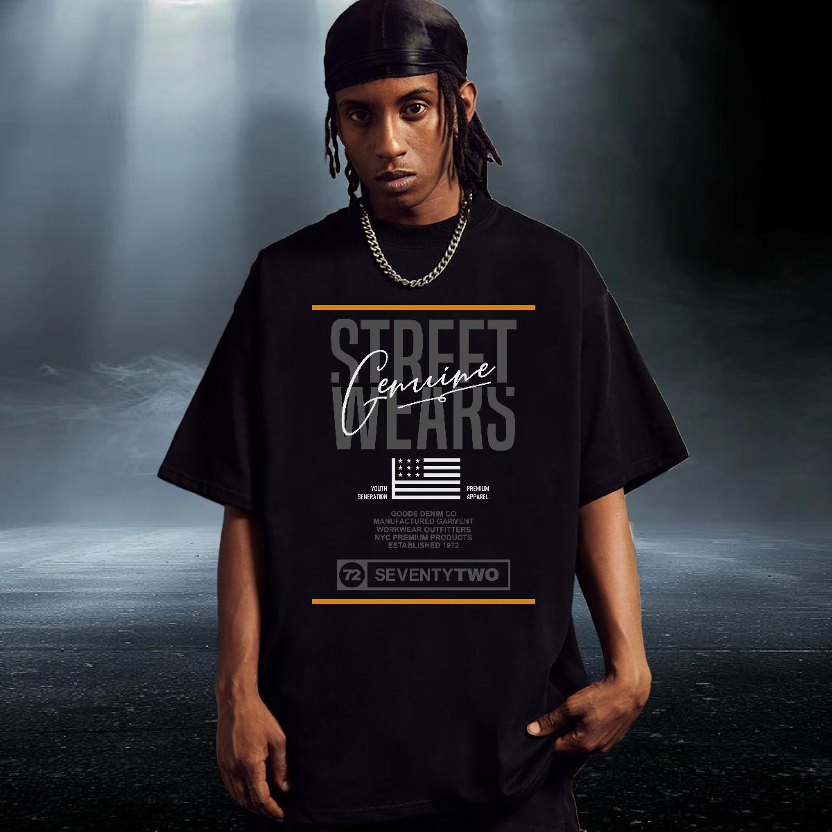 Free Shipping Tshirts Casual Daily Wear 100% Cotton 230g Black Oversized Breathable Short Sleeve letter T-Shirts Fashion Tops